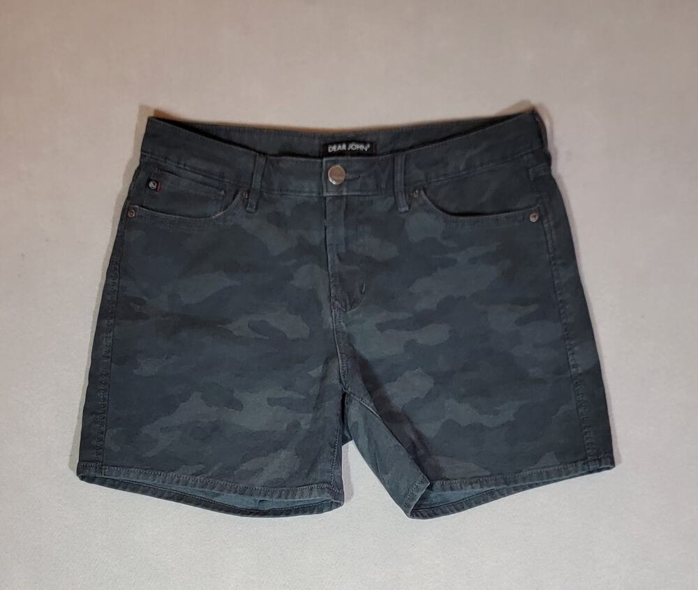 Dear John Camo Shorts Women's Size 28 Navy Camouflage Stretch 4.5" Inseam